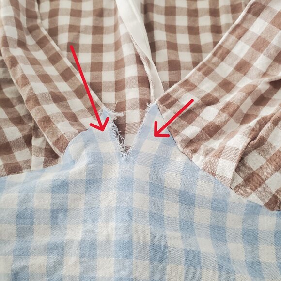 DEFECT-Molby the Label Mini Dress Womens 4 Gingham Brown and Light Blue - Picture 15 of 16